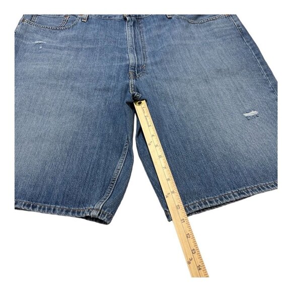 Levis Mens 44 469 Denim Shorts Loose Fit Light Distressed Below Knee Cotton - Picture 5 of 9